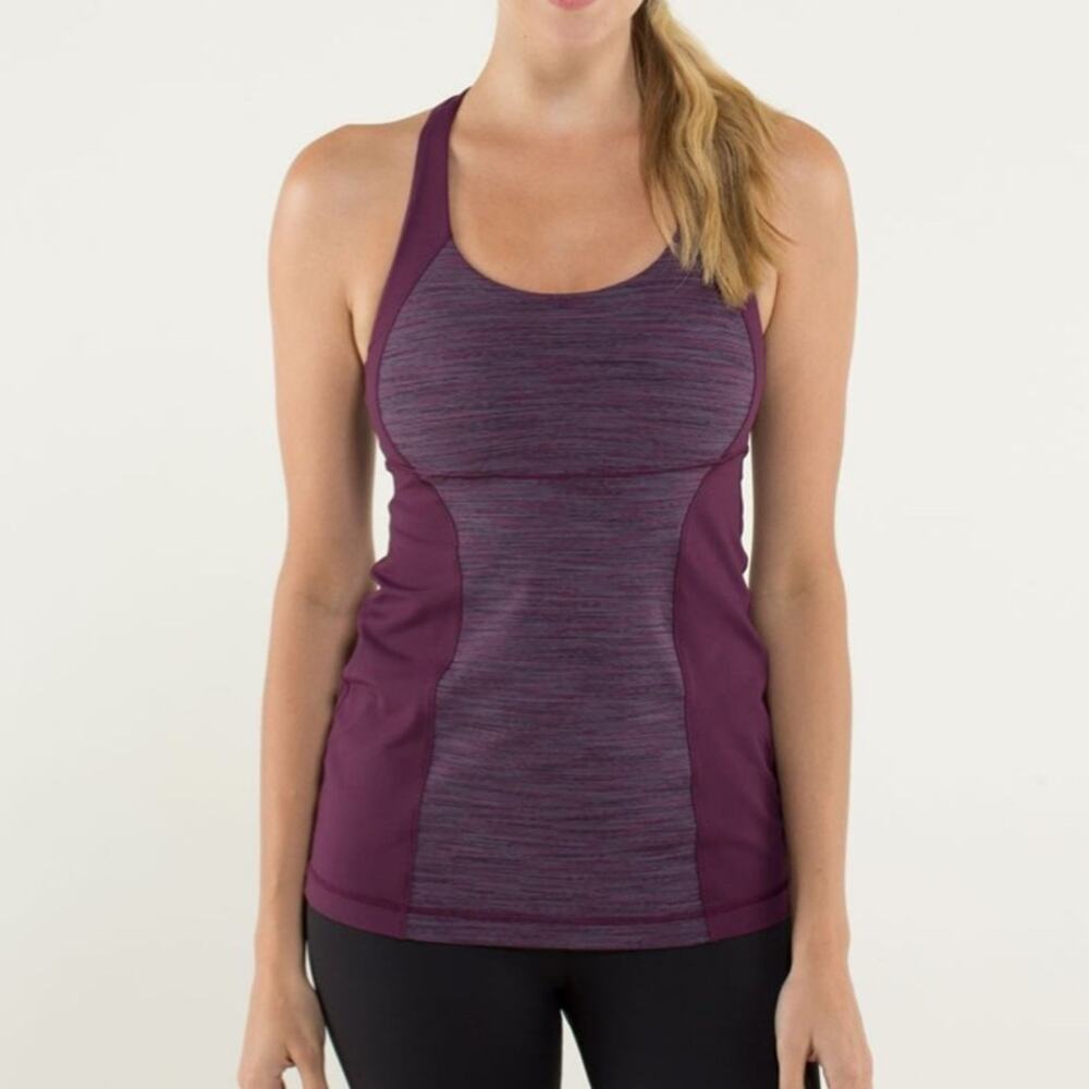 Lululemon Energy Criss Cross Tank Top Striped Plum Purple Size 6
